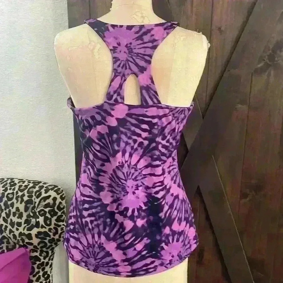 Aonour workout Tank Top Tie Dye W/Cool should and Back Cutout Details Sz XL - Picture 3 of 8
